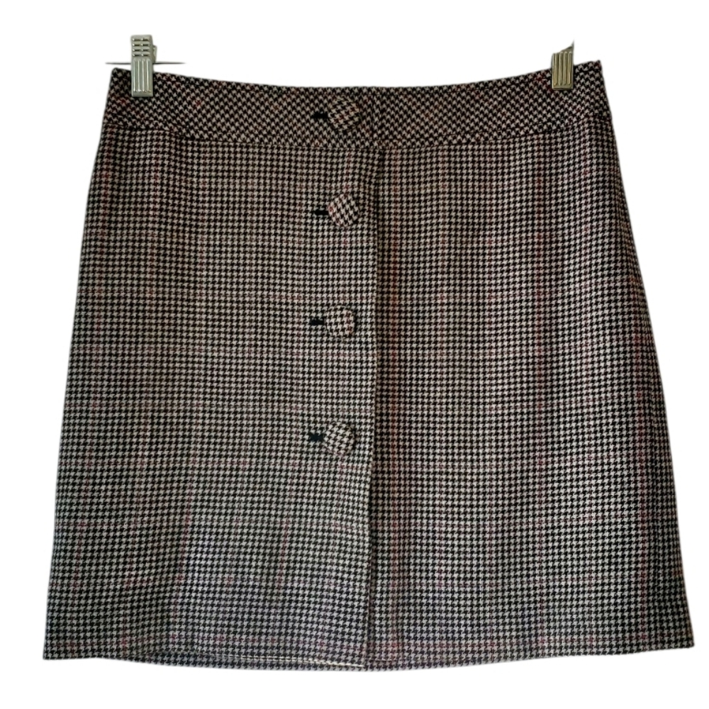 LOFT Wool‎ Blend Plaid Striped Button Mini Skirt Women Casual Size 6